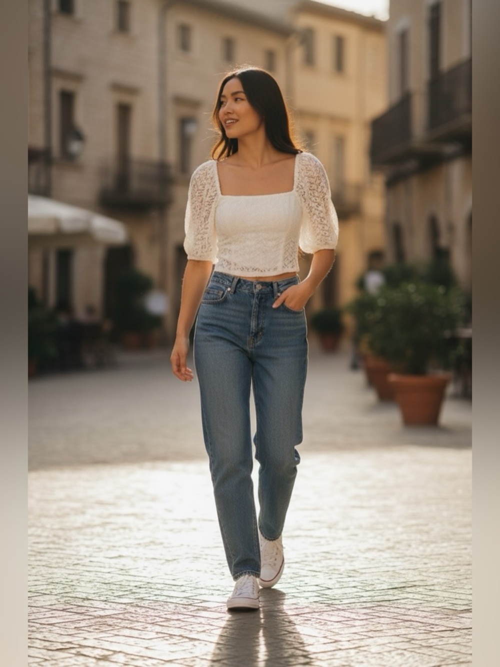 Louna Rent The Runway White Puff Sleeve Crop Top